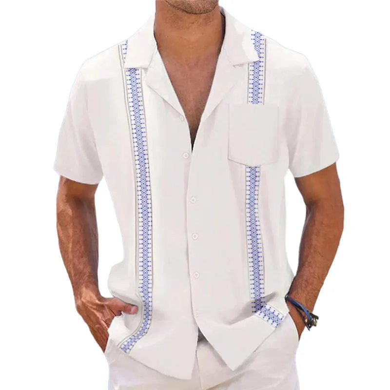 Men's Casual Printed Patchwork Short Sleeve Shirt 63942488Y sold by Manly