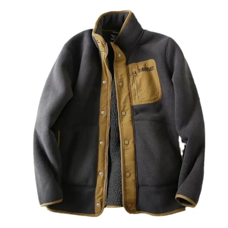 Men's Retro Casual Patchwork Stand Collar Jacket 87932067X sold by Manly