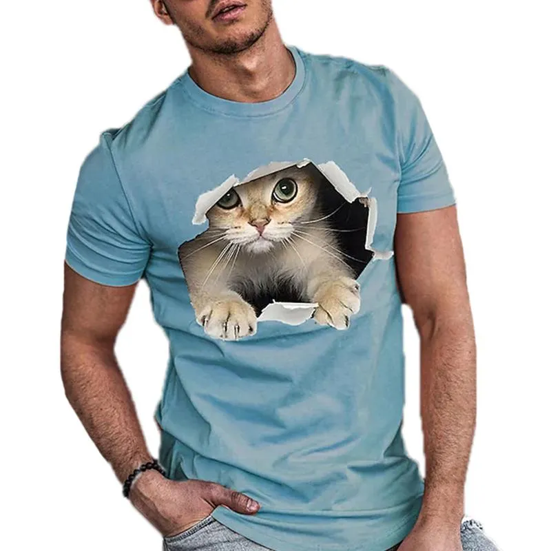 Men's Cat Print Crew Neck Short Sleeve T-shirt 37742054X sold by Manly product image thumbnail 3