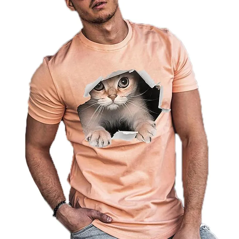 Men's Cat Print Crew Neck Short Sleeve T-shirt 37742054X sold by Manly product image thumbnail 2