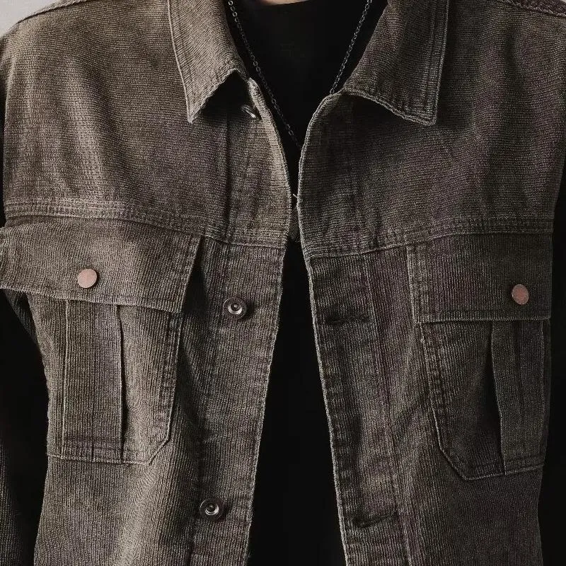 Men's Vintage Loose Solid Denim Workwear Jacket with Lapel 72786024X sold by Manly product image thumbnail 4