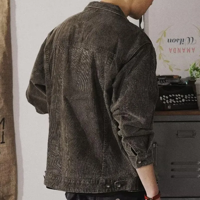 Men's Vintage Loose Solid Denim Workwear Jacket with Lapel 72786024X sold by Manly product image thumbnail 3