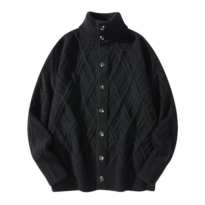 Men's Geometric Jacquard Stand Collar Knit Cardigan 95767601M sold by Manly product image thumbnail 3