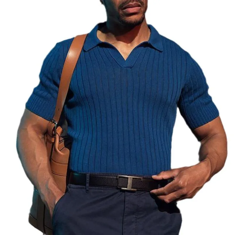 Men's Casual Solid Color Slim Fit Lapel Short Sleeve Polo Shirt 62207022M sold by Manly