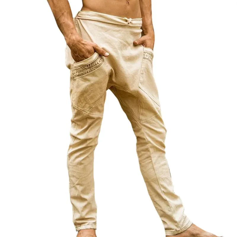 Men's Printed Loose Drawstring Ethnic Style Trousers 60965755TO sold by Manly