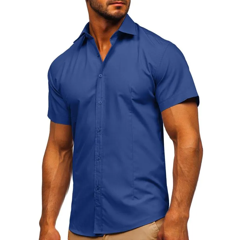 Men's Solid Slim Lapel Short Sleeve Business Casual Shirt 57976358Z sold by Manly product image thumbnail 2