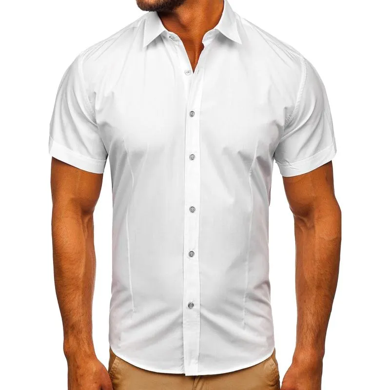 Men's Solid Slim Lapel Short Sleeve Business Casual Shirt 57976358Z sold by Manly product image thumbnail 5