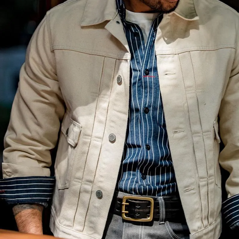 Men's Vintage Lapel Single Breasted Denim Cargo Jacket 30212092Z sold by Manly product image thumbnail 5
