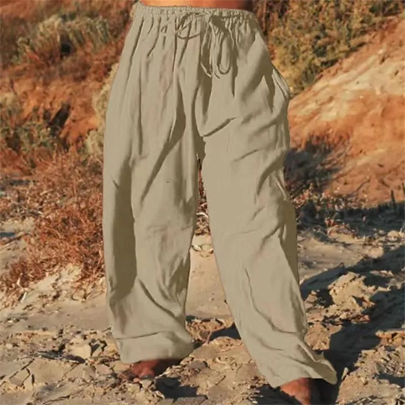 Men's Solid Color Cotton And Linen Beach Pants 33655857Y sold by Manly product image thumbnail 2