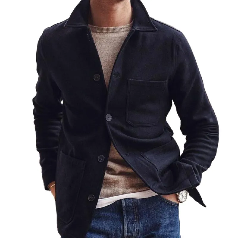 Men's Vintage Wool Blended Lapel Single Breasted Multi-pocket Work Jacket 77205287M sold by Manly