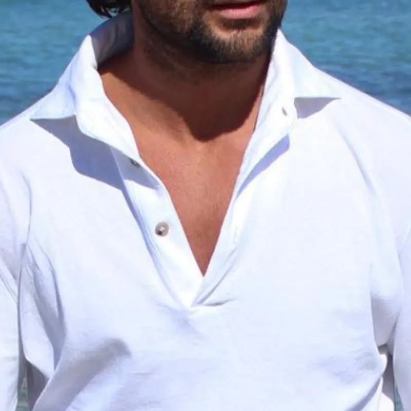 Men's Retro Casual Solid Color Lapel Long Sleeve T-Shirt 14483977TO sold by Manly product image thumbnail 3