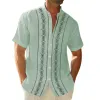 Men's Casual Printed Stand Collar Short Sleeve Shirt 69833703TO sold by Manly