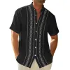 Men's Casual Printed Stand Collar Short Sleeve Shirt 69833703TO sold by Manly