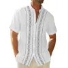 Men's Casual Printed Stand Collar Short Sleeve Shirt 69833703TO sold by Manly