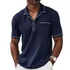 Men's Colorblock Lapel Short Sleeve Polo Shirt 48962120Z sold by Manly