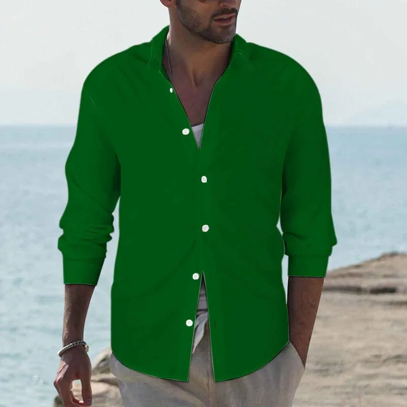 Men's Retro Casual Solid Color Lapel Long Sleeve Shirt 27337250TO sold by Manly product image thumbnail 4
