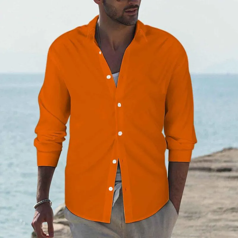 Men's Retro Casual Solid Color Lapel Long Sleeve Shirt 27337250TO sold by Manly product image thumbnail 5
