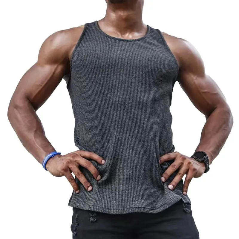 Men's Solid Knitted Striped Tank Top 91297828Z sold by Manly