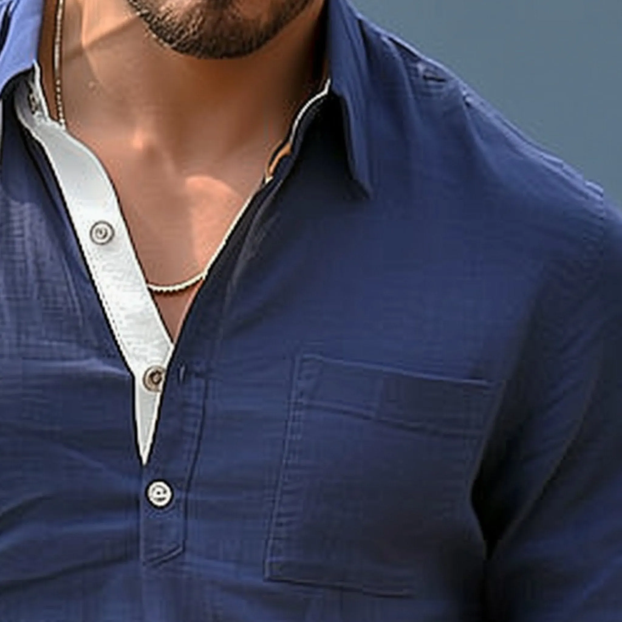 Men's Vintage Casual Solid Pocket Lapel Shirt 58558307TO sold by Manly product image thumbnail 3