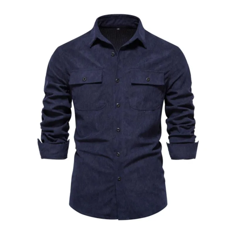 Men's Vintage Corduroy Lapel Slim Fit Long Sleeve Shirt 76297076M sold by Manly