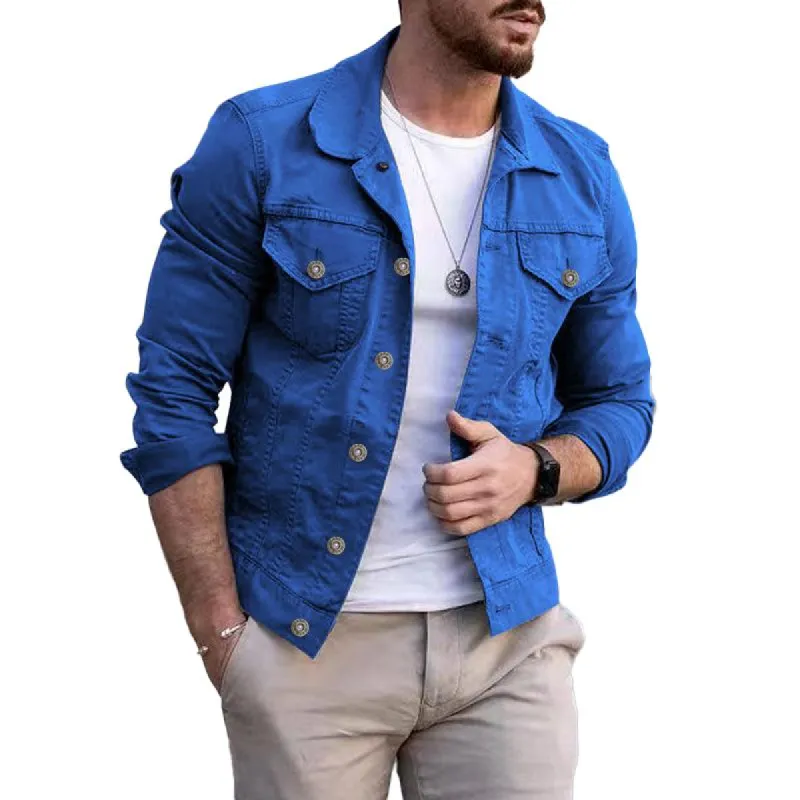 Men's Casual Slim Fit Multi-pocket Lapel Work Jacket 66225521M sold by Manly