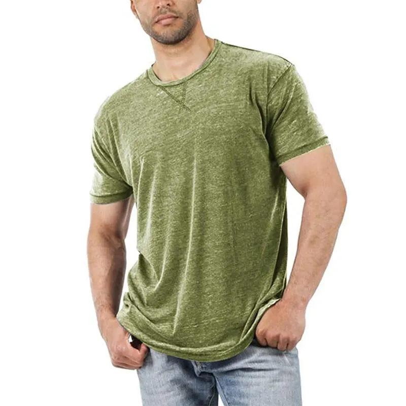 Men's Casual Round Neck Solid Color Basic Short-Sleeved T-Shirt 04334936M sold by Manly product image thumbnail 5