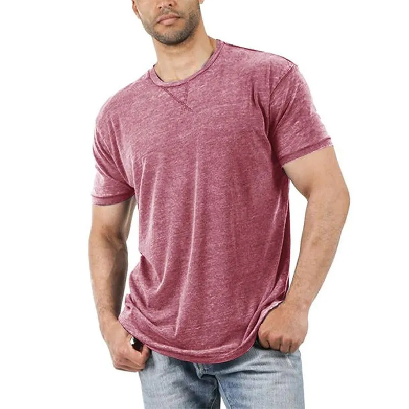 Men's Casual Round Neck Solid Color Basic Short-Sleeved T-Shirt 04334936M sold by Manly product image thumbnail 2