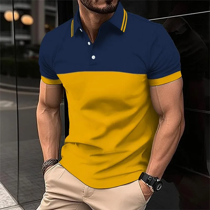 Men's Casual Simple Color Block Short Sleeve Polo Shirt 69068971TO sold by Manly product image thumbnail 2