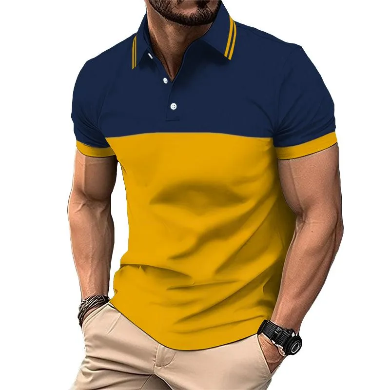 Men's Casual Simple Color Block Short Sleeve Polo Shirt 69068971TO sold by Manly