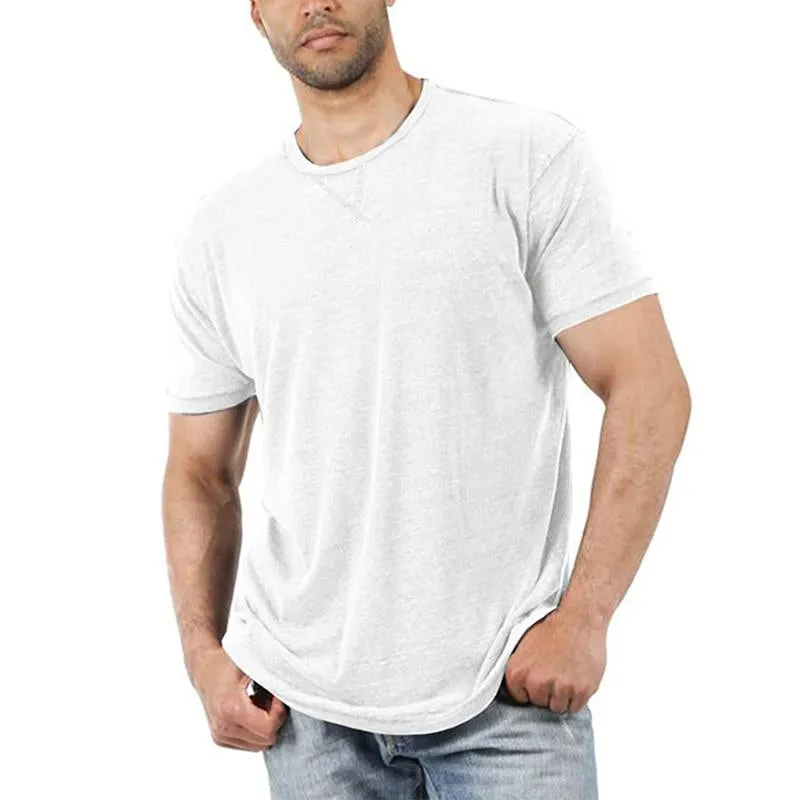 Men's Casual Round Neck Solid Color Basic Short-Sleeved T-Shirt 04334936M sold by Manly product image thumbnail 4