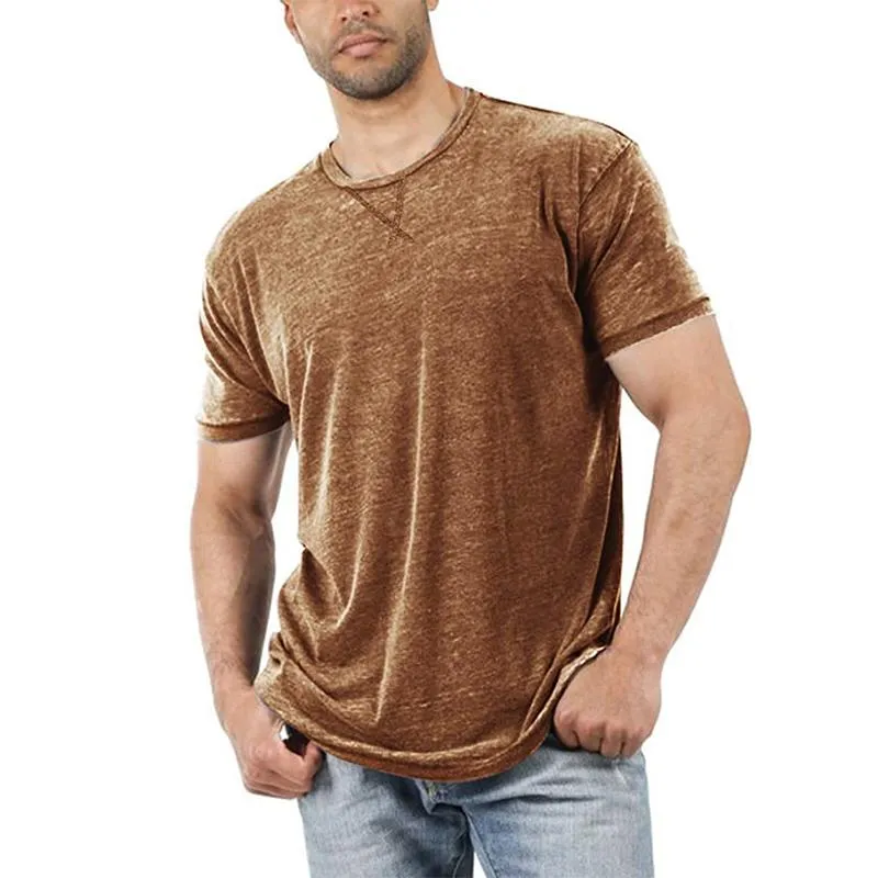 Men's Casual Round Neck Solid Color Basic Short-Sleeved T-Shirt 04334936M sold by Manly