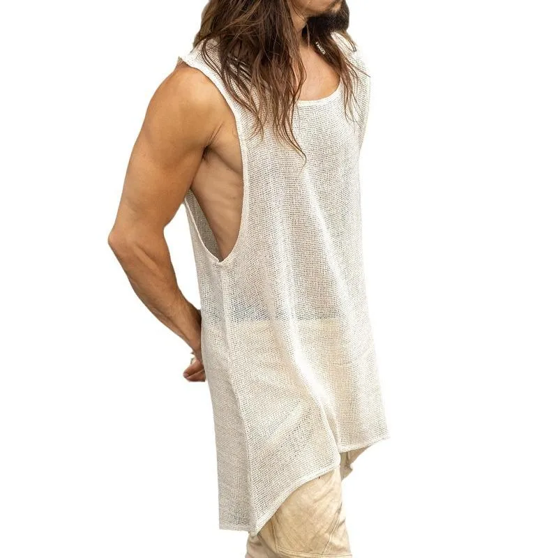 Men's Casual Round Neck Mesh Breathable Loose Tank Top 07329431M sold by Manly