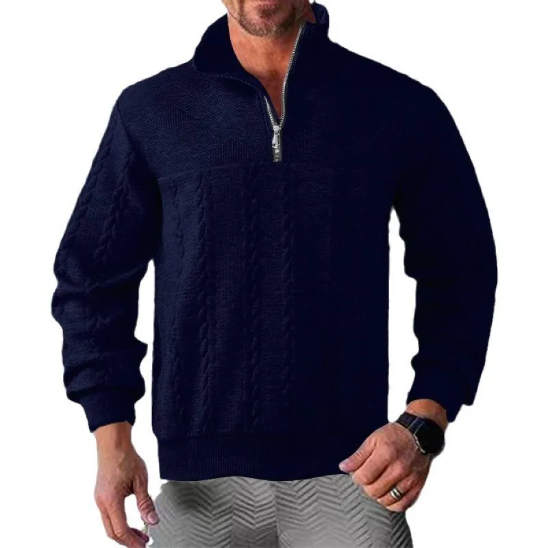 Men's Casual 3D Jacquard Stand Collar Zipper Loose Pullover Sweatshirt 54333916M sold by Manly