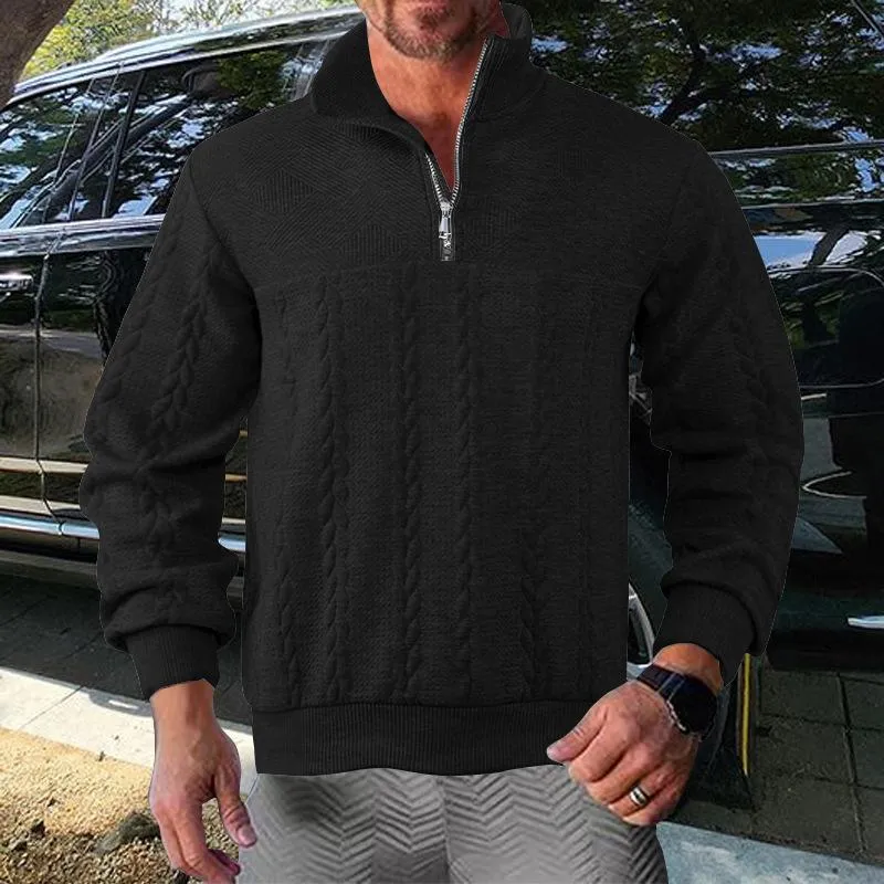 Men's Casual 3D Jacquard Stand Collar Zipper Loose Pullover Sweatshirt 54333916M sold by Manly product image thumbnail 4