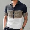 Men's Casual Contrast Lapel Hollow Short Sleeve Polo Shirt 44804390M sold by Manly