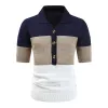 Men's Casual Contrast Lapel Hollow Short Sleeve Polo Shirt 44804390M sold by Manly