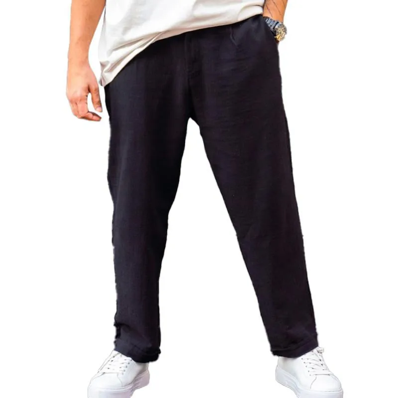 Men's Casual Solid Color Cotton Linen Pocket Pants 57244386Y sold by Manly