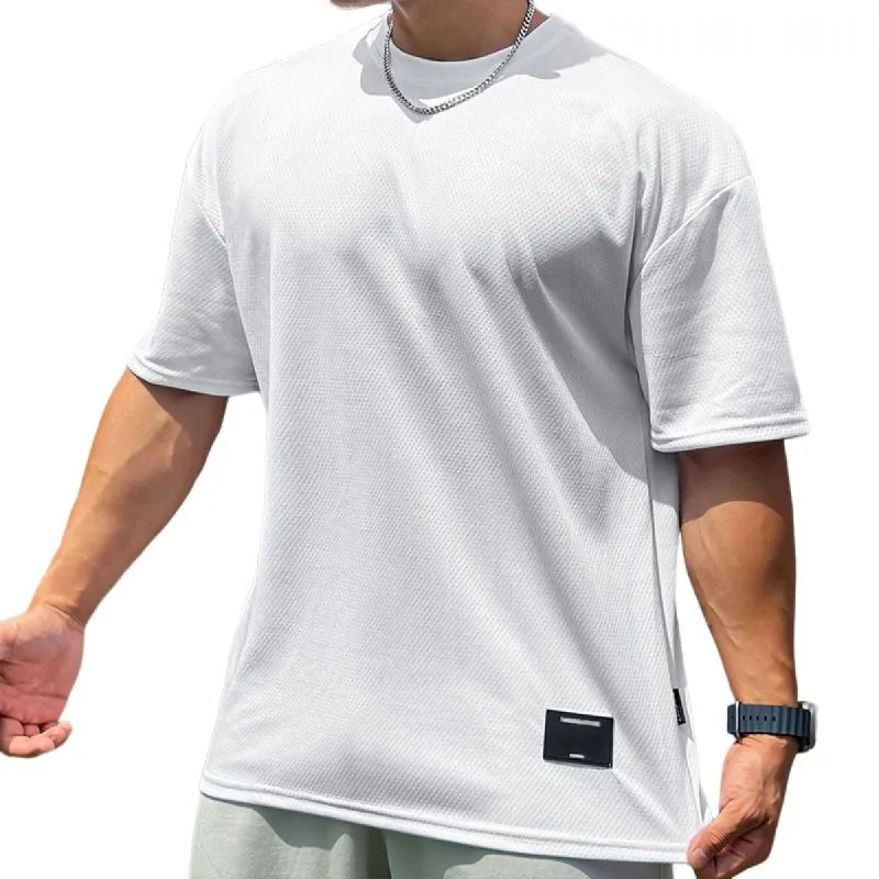 Men's Solid Color Round Neck Short Sleeve Casual Sports T-Shirt 87450795Z sold by Manly