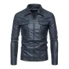 Men's Casual Thin Lapel Zipper Slim Fit Leather Jacket 54361387M sold by Manly