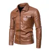 Men's Casual Thin Lapel Zipper Slim Fit Leather Jacket 54361387M sold by Manly