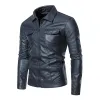 Men's Casual Thin Lapel Zipper Slim Fit Leather Jacket 54361387M sold by Manly