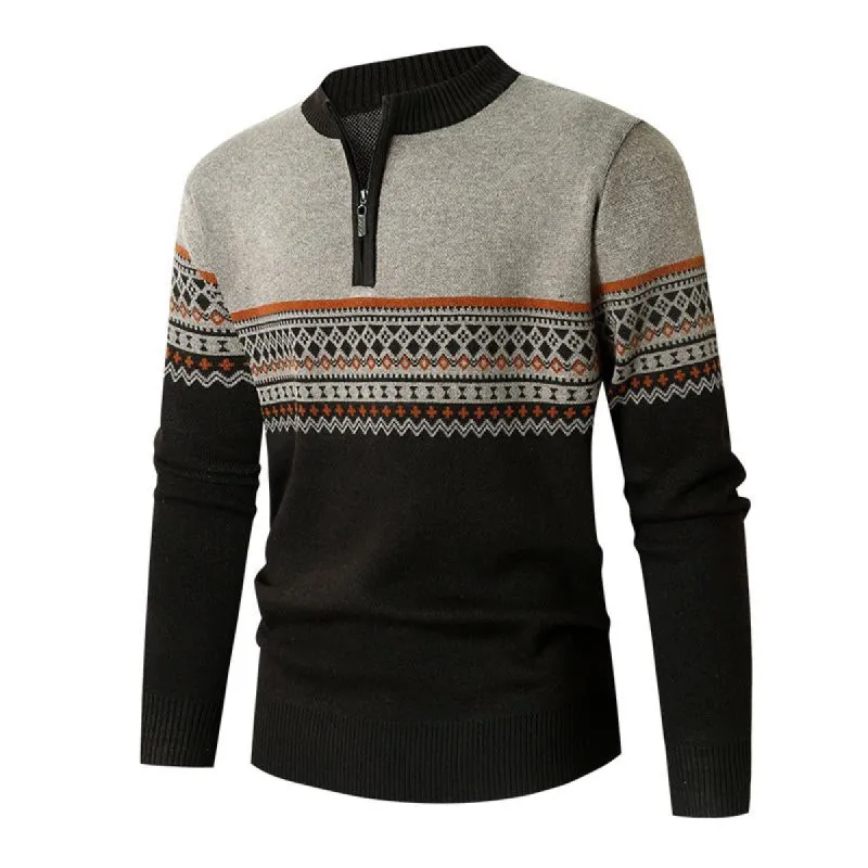 Men's Casual Jacquard Crew Neck Half-Zip Sweater 12399580Y sold by Manly