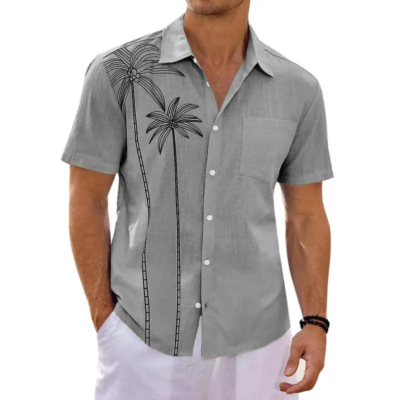 Men's Hawaiian Print Lapel Beach Short Sleeve Shirt 80167288X sold by Manly