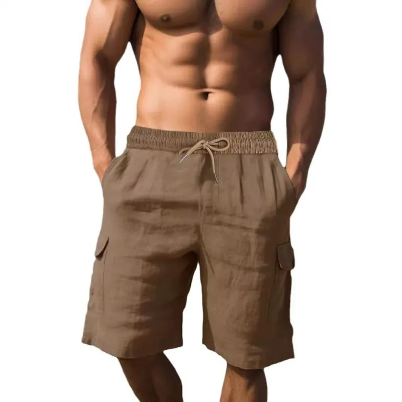 Men's Casual Solid Color Drawstring Multi-Pocket Cargo Shorts 97195348M sold by Manly