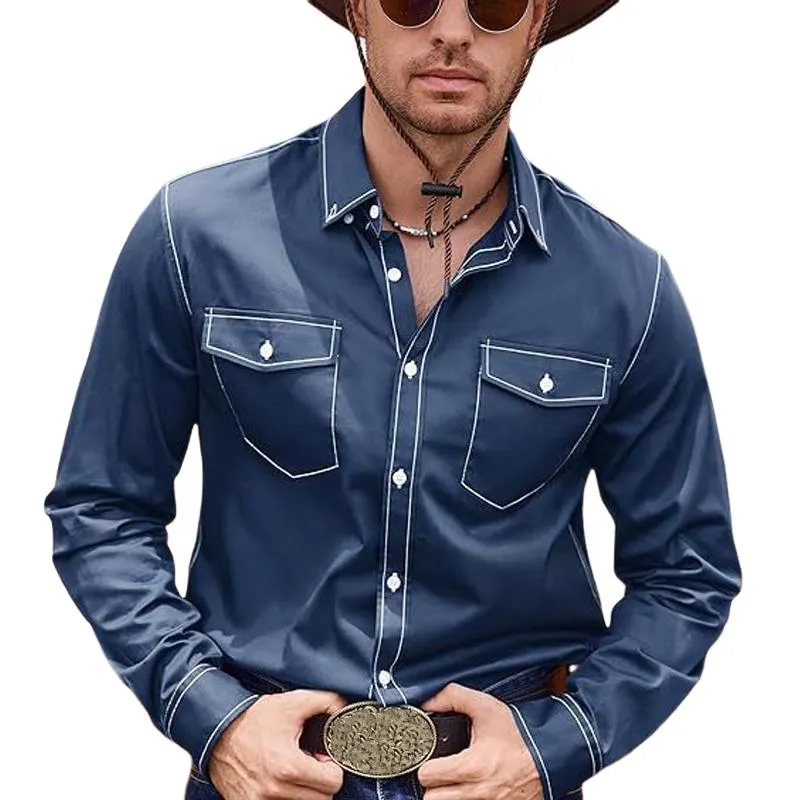 Men's Western Cowboy Colorblock Long Sleeve Shirt 10091060X sold by Manly