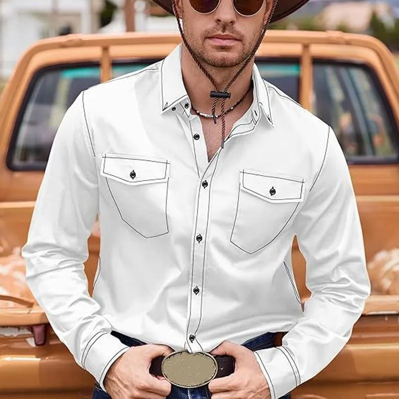 Men's Western Cowboy Colorblock Long Sleeve Shirt 10091060X sold by Manly product image thumbnail 2