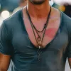 Men's V Neck Short Sleeve Casual T-shirt 98662702Z sold by Manly