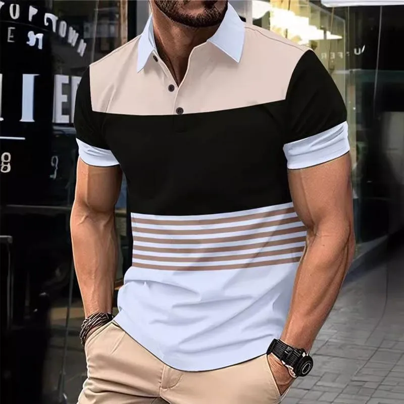 Men's Casual Printed Striped Short Sleeve POLO Shirt 13231740X sold by Manly product image thumbnail 5