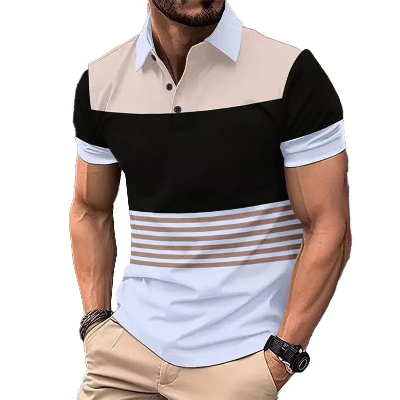Men's Casual Printed Striped Short Sleeve POLO Shirt 13231740X sold by Manly