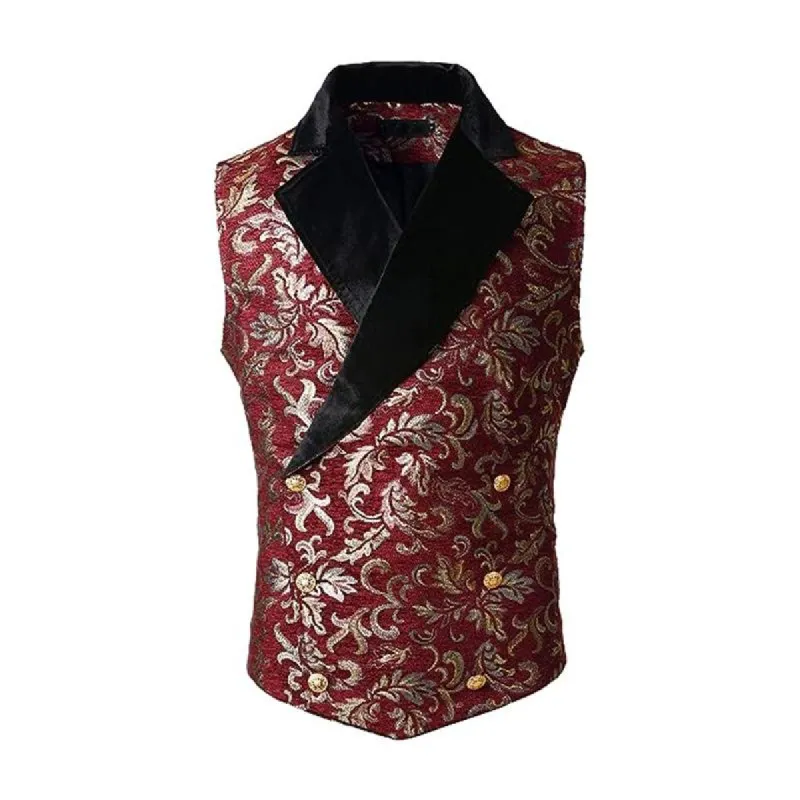 Men's Vintage Jacquard Single-Breasted Lapel Blazer Vest 65402049X sold by Manly